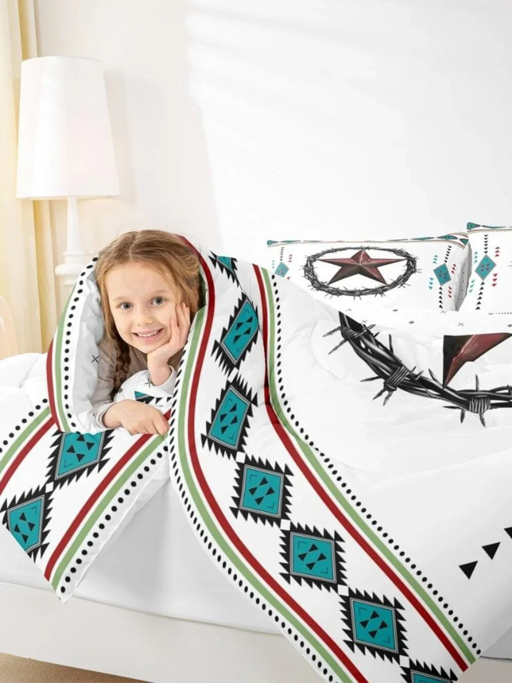 Western Decor King Comforter Set Boho Aztec Bedding Set for Kids Teens Adult Bed